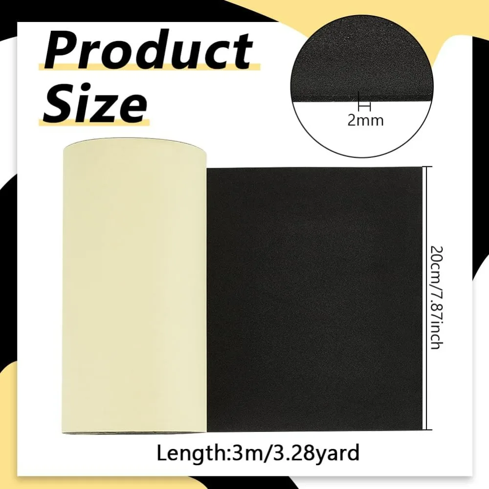 118x7.87 Inch Black Self Adhesive EVA Foam Roll 2mm Thick Waterproof Foam Rubber Sheet for Furniture Protecting Gap Filling