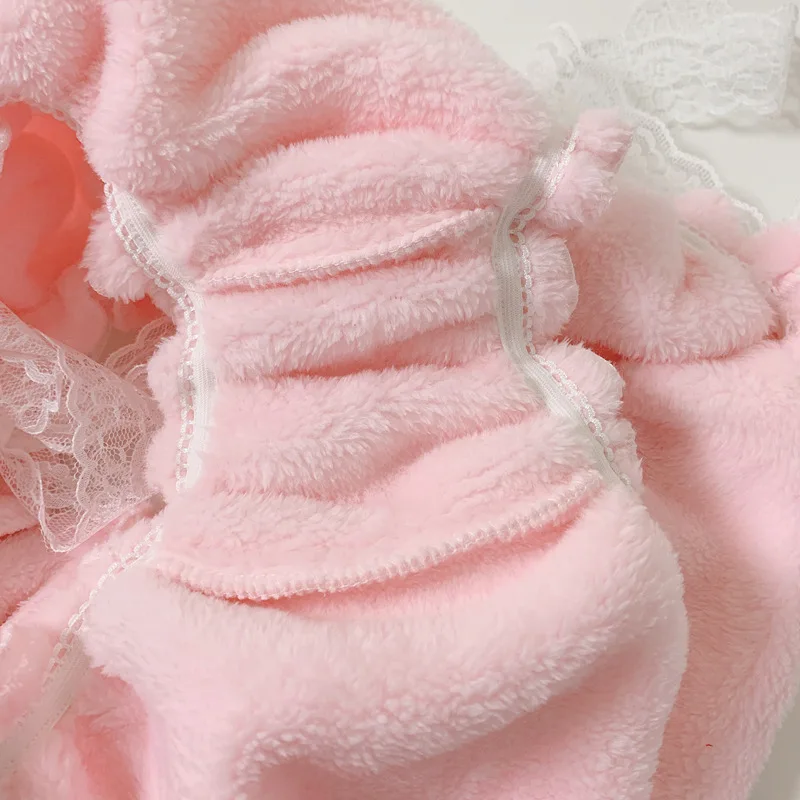 Men's Sexy Pink Flannel Lace Briefs Puffy Touch Warm Thick Soft Lolita Panties Light Weight Live Show Dance Panty Private Party