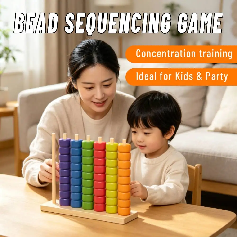 

Деревянная развивающая игра с бусинами: сортировка, подбор, стратегическое складывание, с радужными кольцами, для дошкольников, для обучения и развития мозга