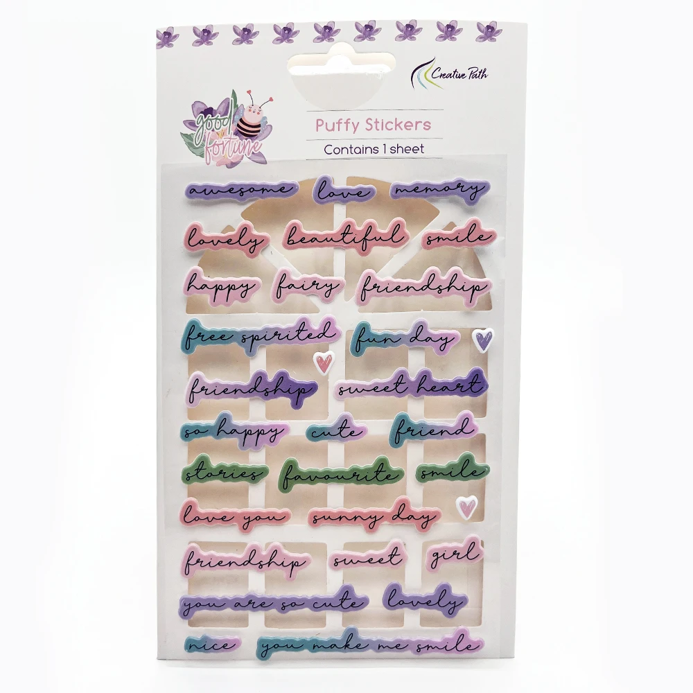 Creative Path Macaron Color Puffy Scrapbooking Mini Deco Stickers Good Fortune Love Small Stickers For Laptop Journaling Planner