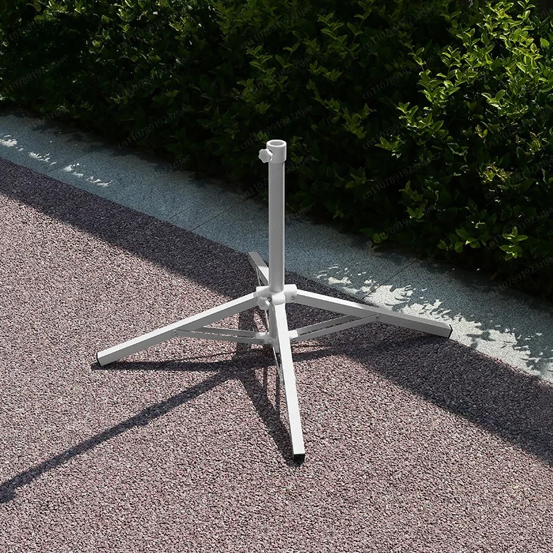 Outdoor Patio Umbrella Base Stand, Portable Four-Leg Iron Cross Holder, Heavy Duty Sun Shade Umbrella Support for Market Stall