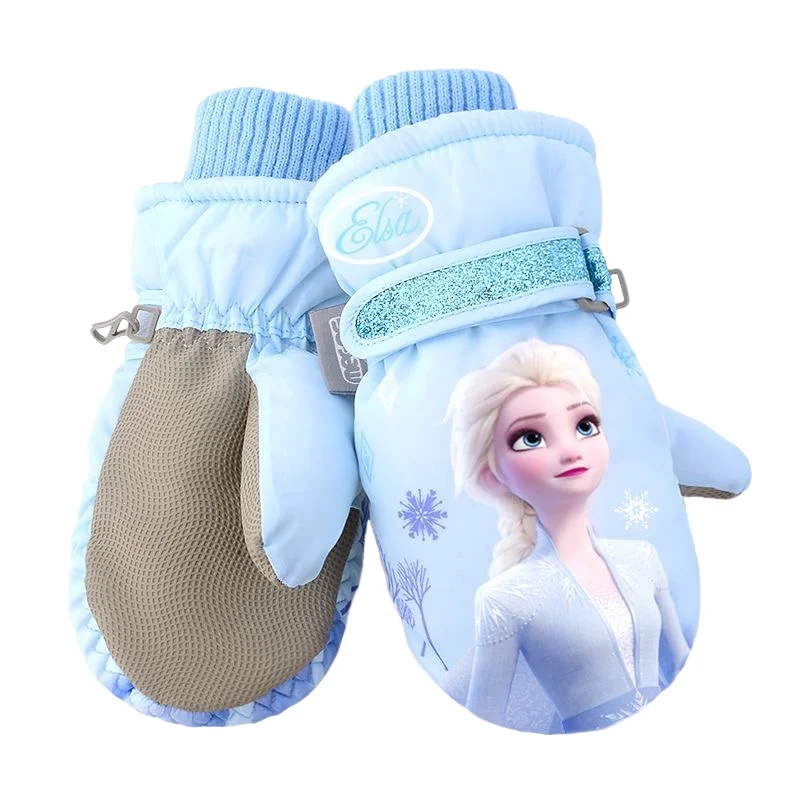 AliExpress Potdemiel Disney Frozen Elsa Cycling Gloves Thickened Winter Outdoor Windproof Cold Proof Warm Baby Skiing Gloves Christmas Halloween Gift