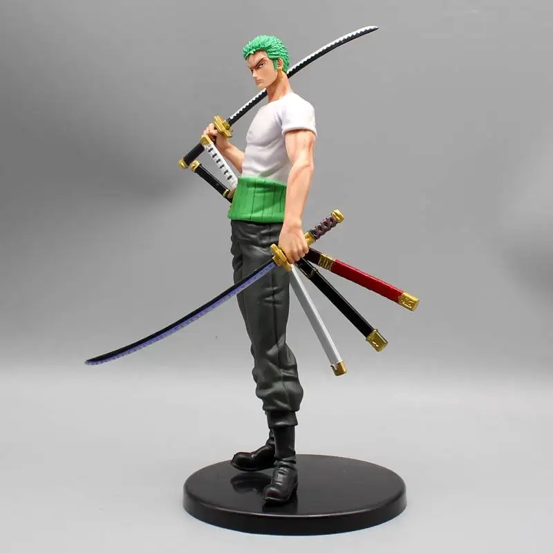 24.5 cm EEN STUK Roronoa Zoro GK Randapparatuur Anime Figuur Groene Buikband Holding Zwaard Battle Scène Pvc Hand Model Ornament speelgoed