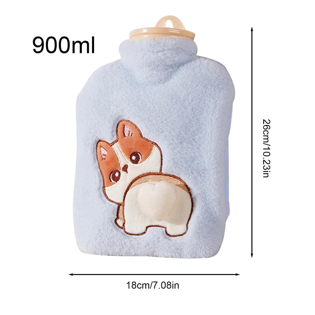 Hot Water Bottle, Hot Water Bottle With Plush Cover, Fluffy And Soft Plush Cover, 900ml Hot Water Bottle