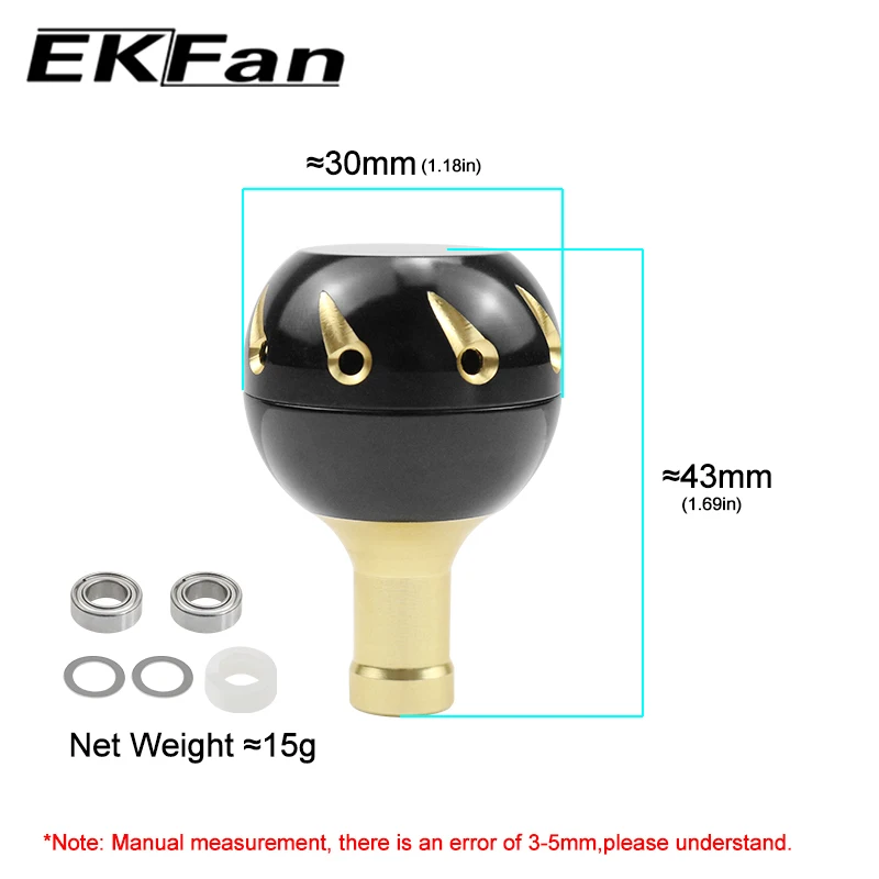 EKFan 30MM Angelrollen-Knauf aus Aluminiumlegierung mit Lager für A/S/D Spinning- und Baitcasting-Angelrollen, DIY-Zubehör – Detail 1