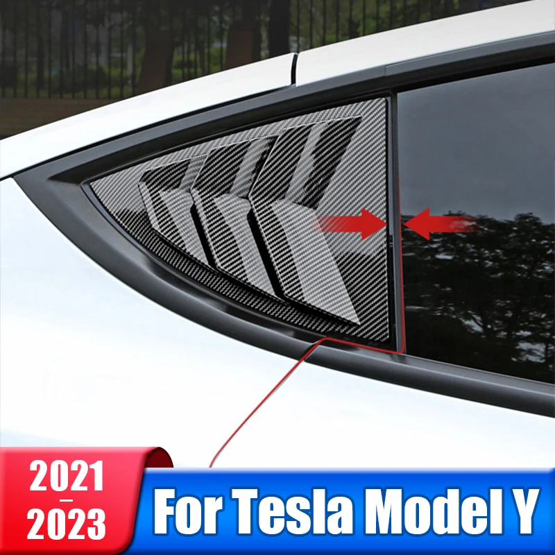 

Car Rear Side Window Louvers Shutters Blinds Cover Trim For Tesla Model Y 2021 2022 2023 2024 Accessories