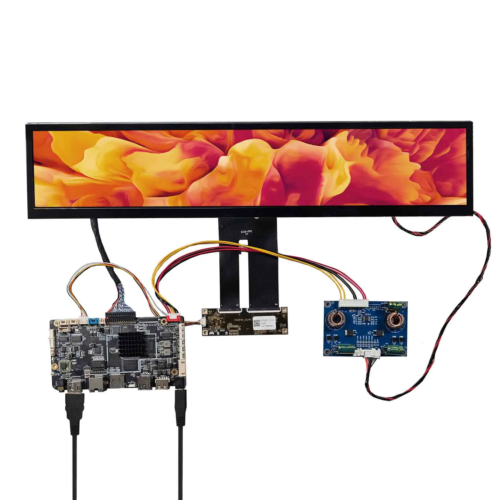 Good Lcd Advertising Ultra Wide Touch Monitor With Android11 Rk3566 Board 24Inch 1920X360 Dv240Fbm-Nb0 Screen Stretch Bar Lcd Di