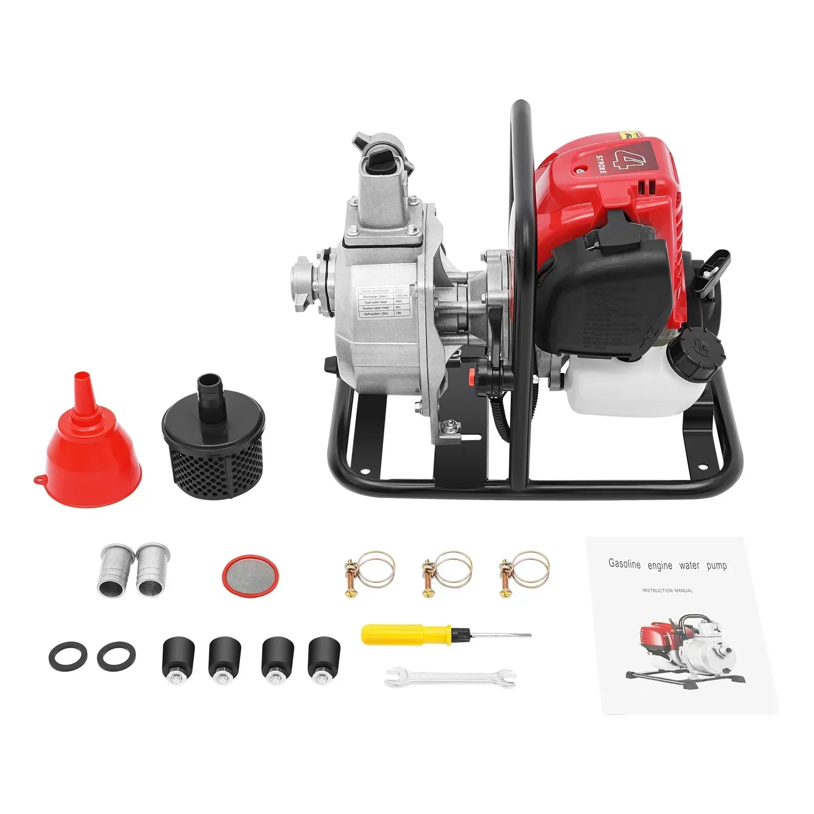 

1.6HP 38CC 4-Stroke Gas Engine Water Pump 1inch 8000L/h Air-Cooled High Pressure Pump Gasoline Water Transfer Pump