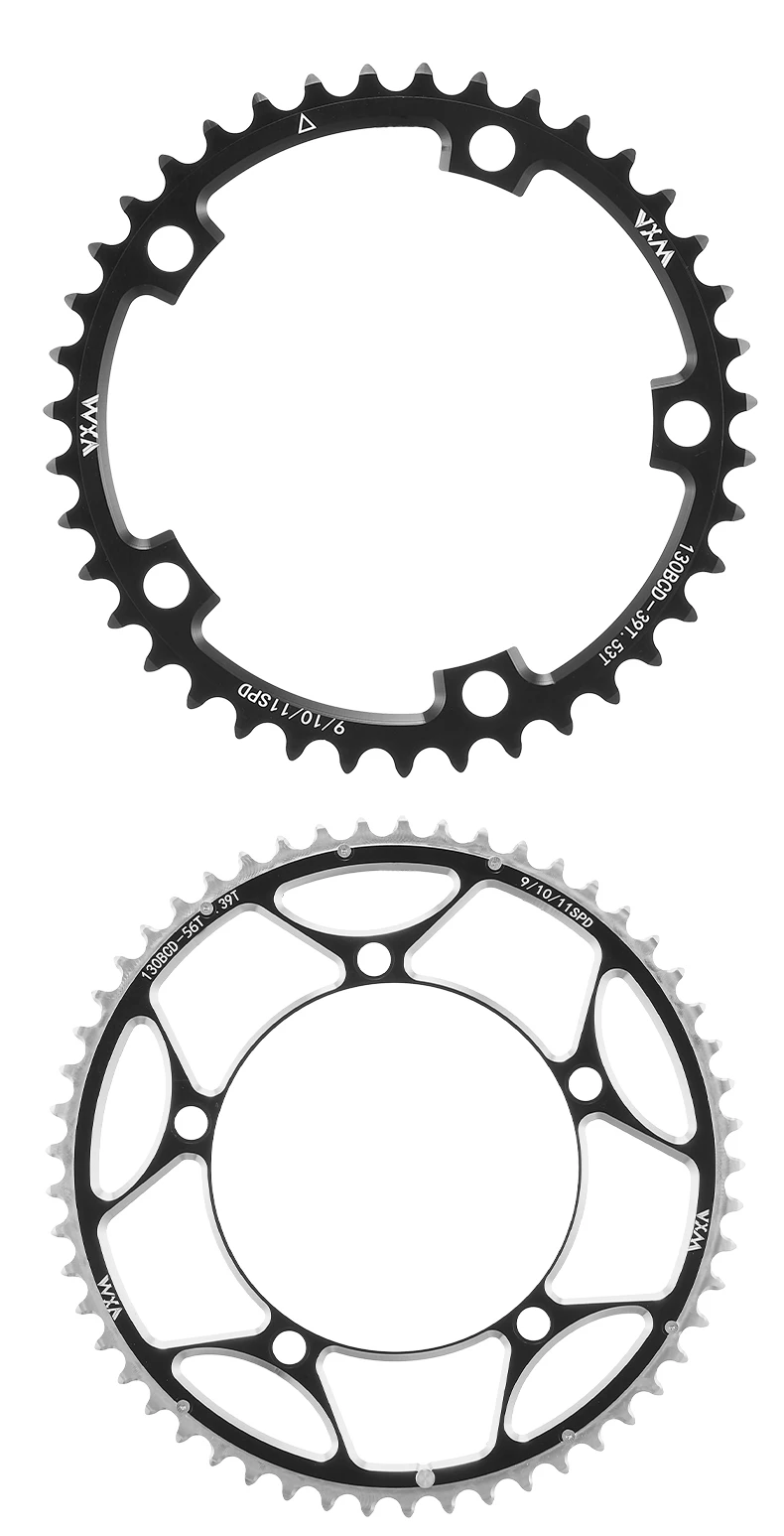 VXM Bicycle Double Chainring 130BCD 39T 53T 42T 55T 46T 56T Road Bike Crankset Riding Disc Aluminum Chainwheel Folding Bike Disc