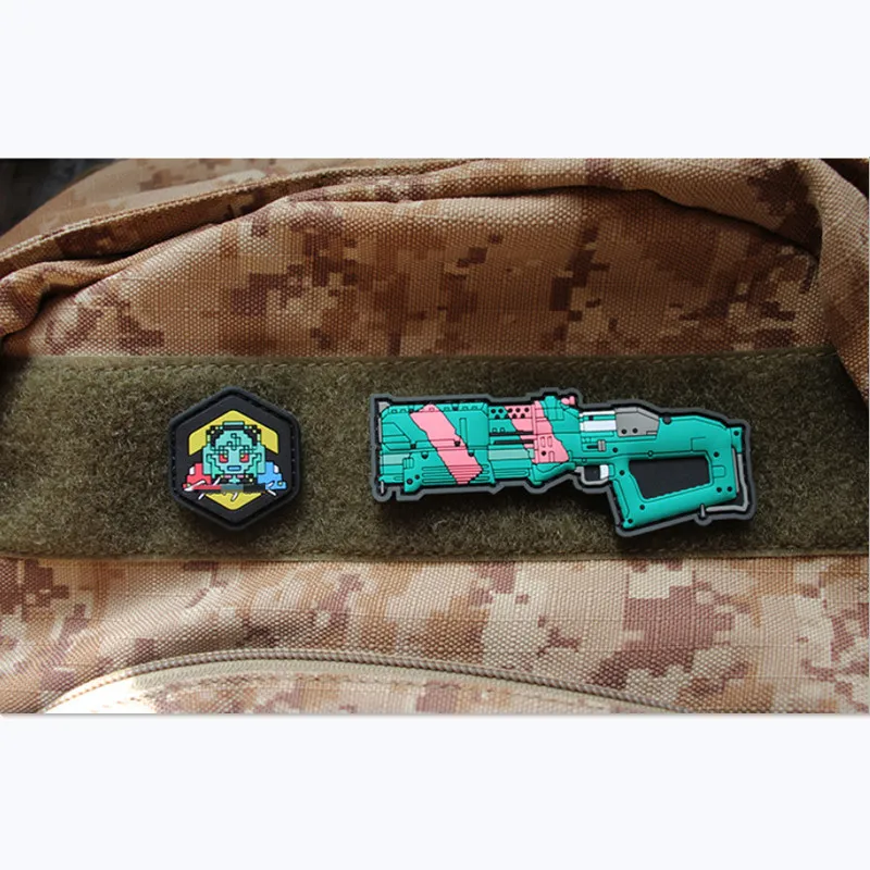 Q Version Arms 3D PVC Patches Tactical Badges for Clothing Jacket Backpacks Decoration  Appliques With Hook