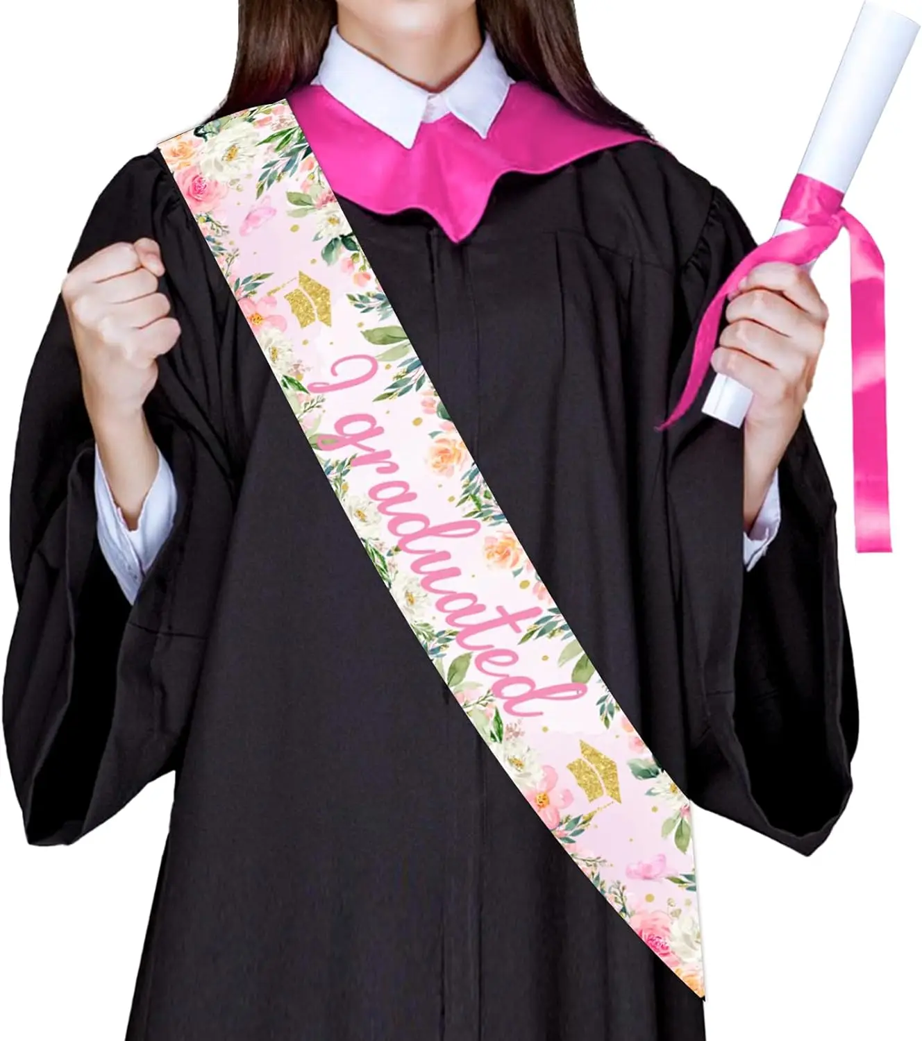 

Pink Congrats Grad I Graduated Sash Floral Boho Graduation Party Supplies for Class of 2024 Congrats Grad You Did It Decoration