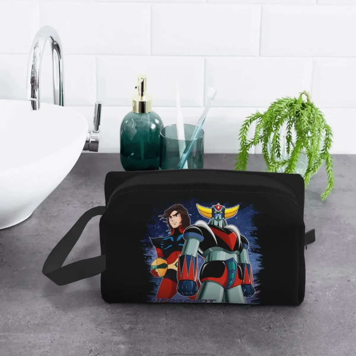 Sac à cosmétiques de voyage Goldorak Grendizer Actarus pour femme, UFO Robot Goldrake, trousse de toilette de maquillage, trousse de rangement Dopp de beauté EvaluLady