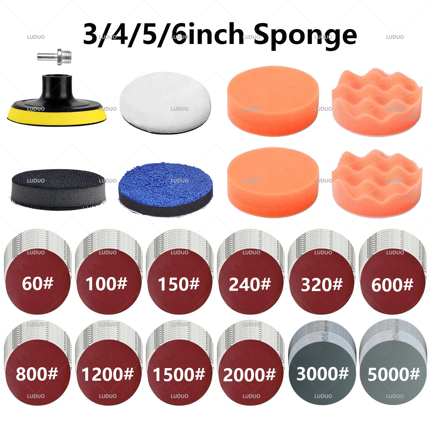 

3/4/5/6inch Car Polishing Pad Sponge Pads Kit Foam Pad Buffer Kit Polishing Machine Wax Pads for Auto Motor Car Polishing