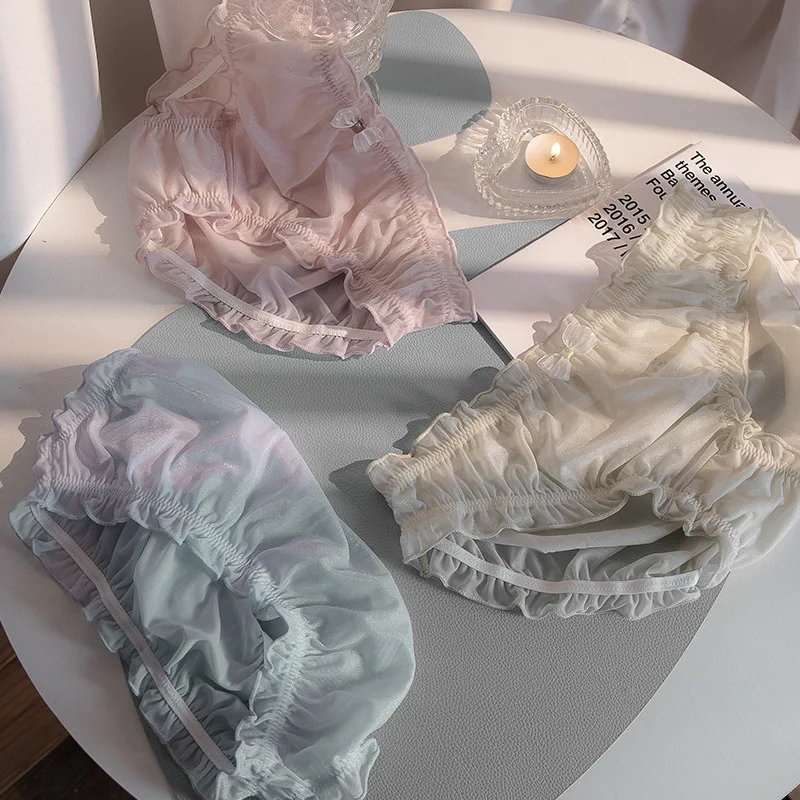 Cute Women's Panties Kawaii Llingerie Femme Japanese Lace Thongs Women Underwear Sexy Briefs Ruffles Young Girl Lolita Panty Bow