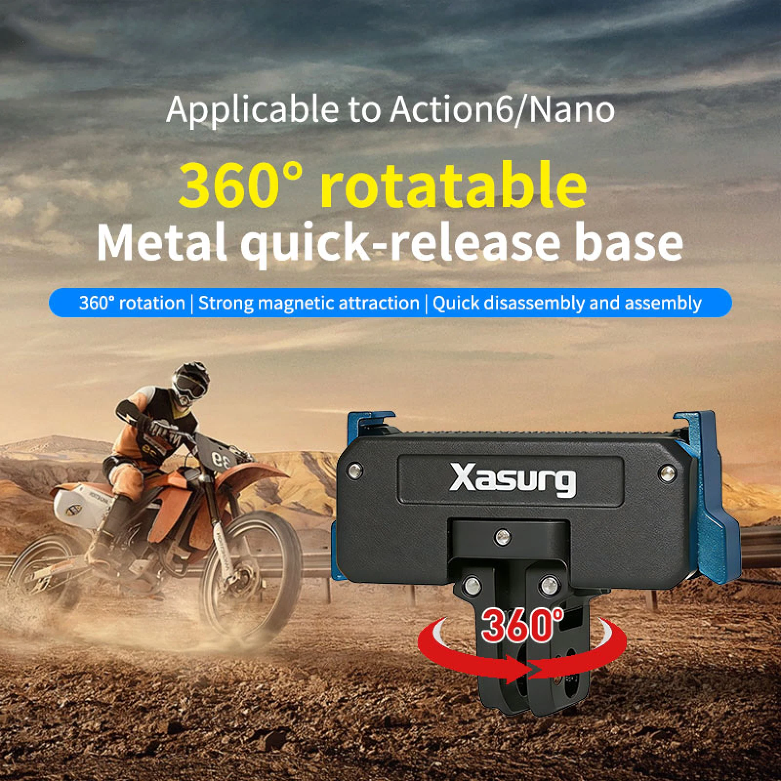 

360° Rotation Bidirectional Magnetic Camera Mounting Base with 1/4inch Screw Hole for DJI Osmo Action6 for DJI Osmo Nano Camera