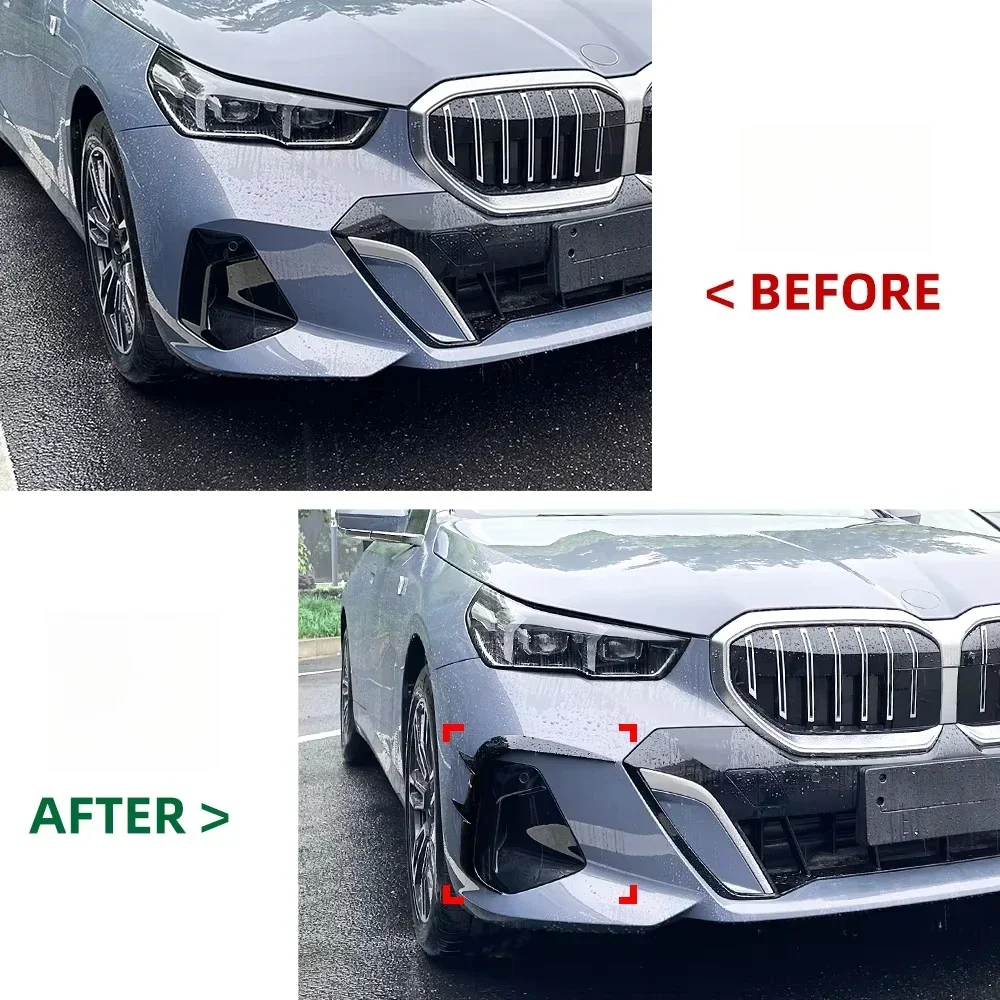 G60 Car Front Bumper Side Canards Splitter Spoilers Body Kits For BMW 5 Series i5 G60 G61 520i 520d 530e 550e M Sport 2023-2025