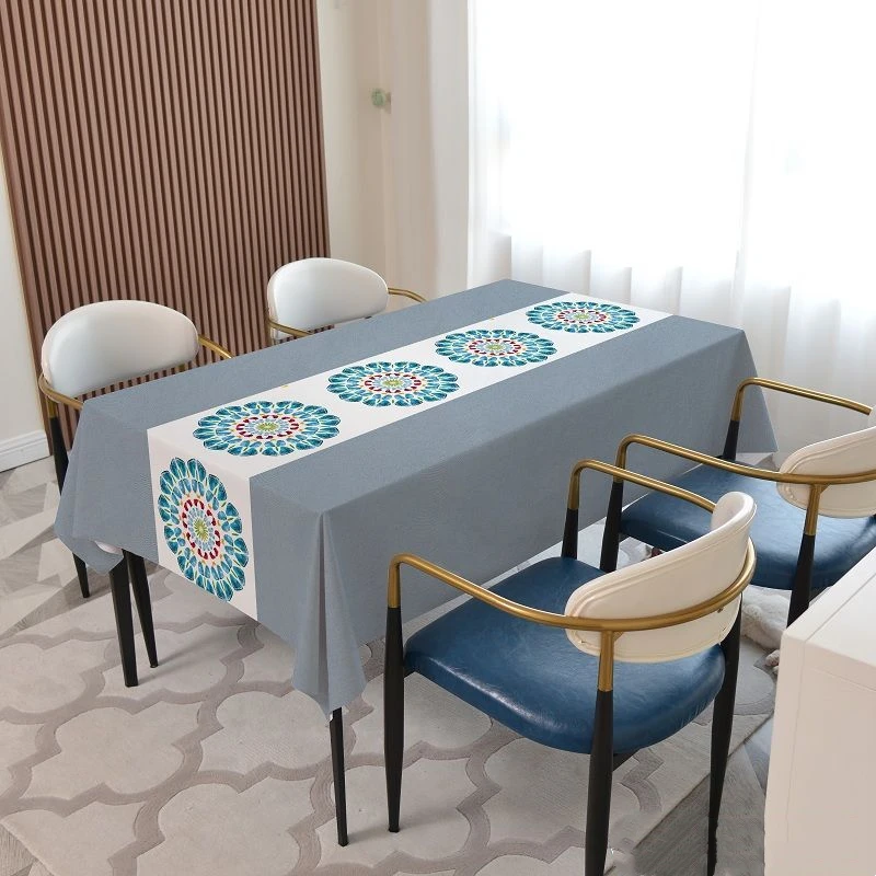 PVC Waterproof Oil-proof Free-wash Tablecloth Household Modern Style Rectangule Decor Tablecloth Coffee Table Printed Tablecloth