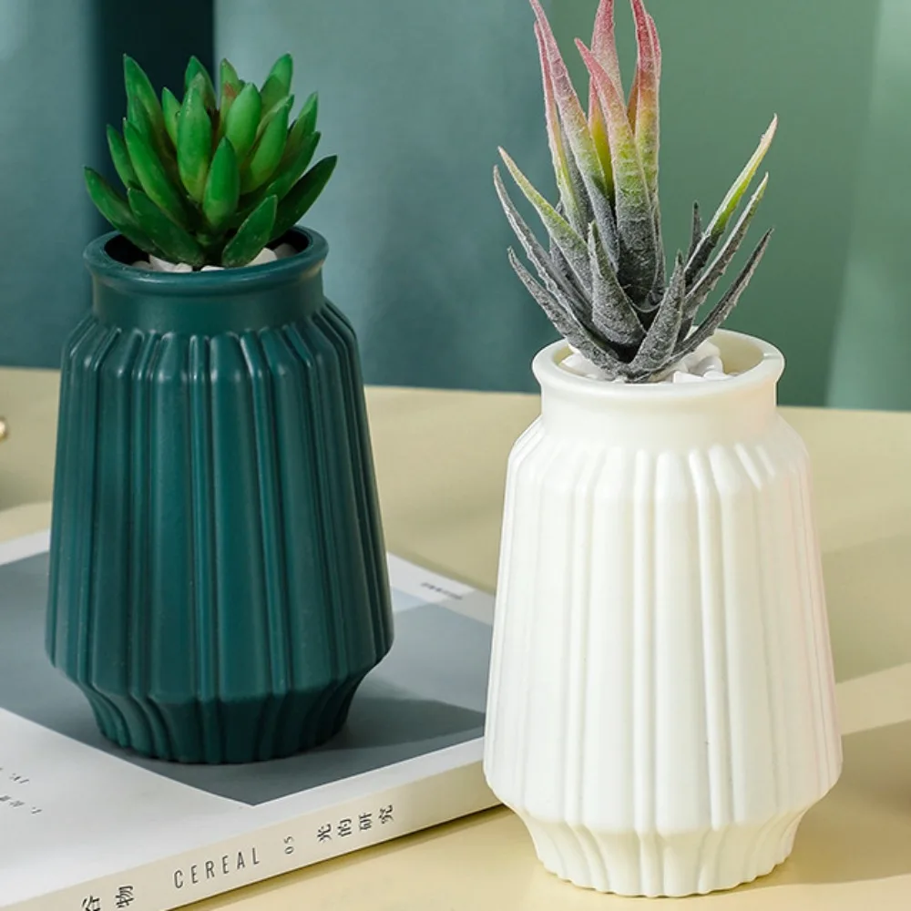 Plastic Flower Vase Imitation Ceramic Imitation Glaze Process Flower Arrangement Modern Nordic Style Flower Pot Living Room