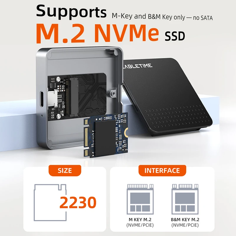 CABLETIME Custodia SSD M.2 2230 NVMe Adattatore esterno magnetico da 10 Gbps da M.2 a USB tipo C per ProRes MacBook iPhone 16 Pro Max