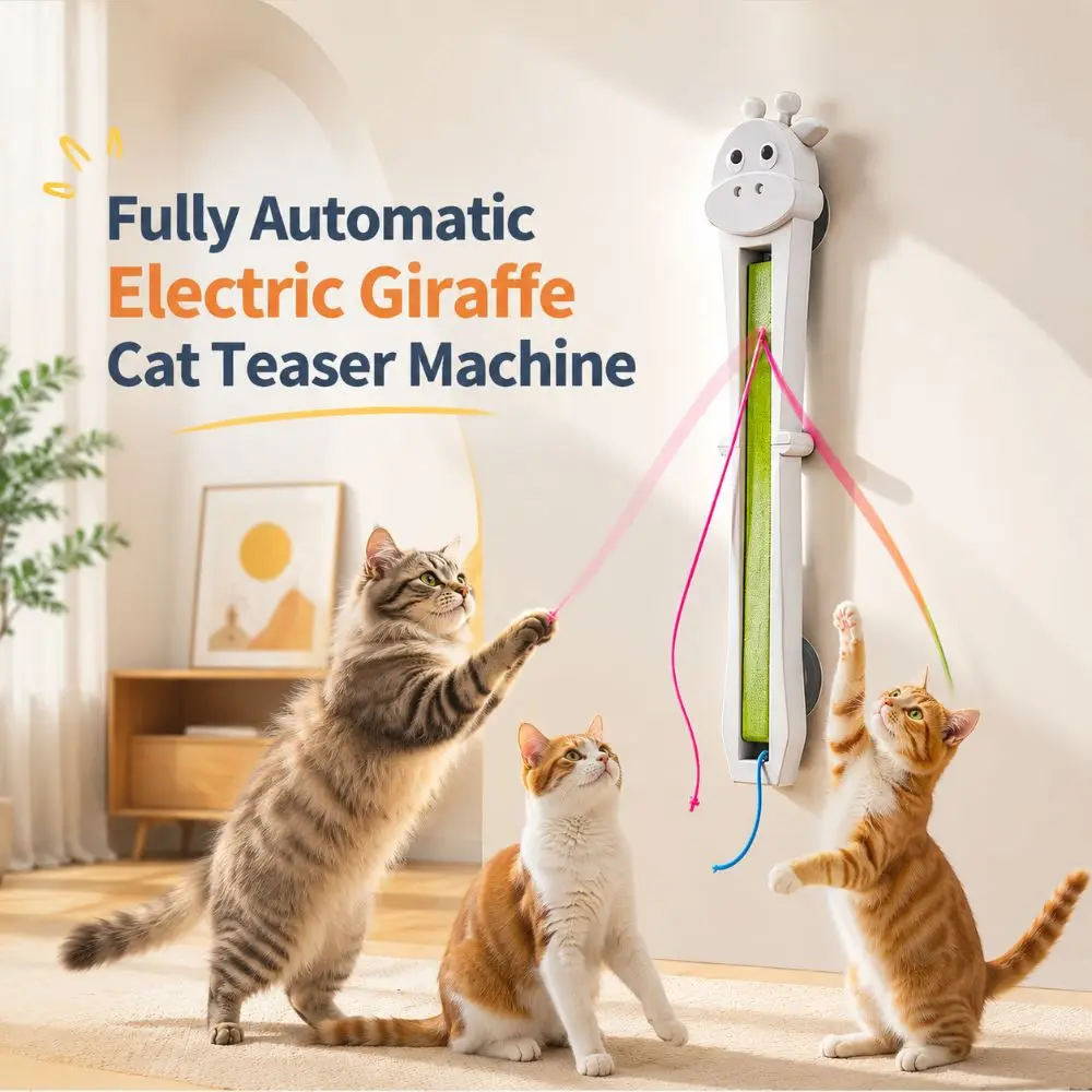 Fully Automatic Giraffe Cat Teaser Machine Automatically Tightens Throws Ropes Electric Cat Teaser Rechargeable Self-adhesive