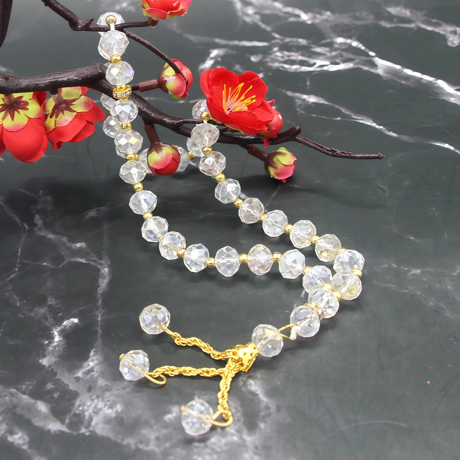 Muslim Prayer Beads 33 Crystal Beads Mihrab Separators Count Exquisite Design Tasbih Prayer Beads Tasbih Islamic Prayer Beads