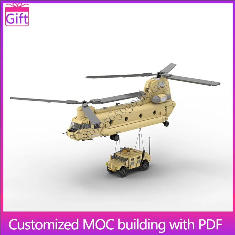 

1549 Parts MOC Transport Helicopter With Vehicle Model Modular Building Blocks Kids Assembly Display Toys Festival Surprise Gift