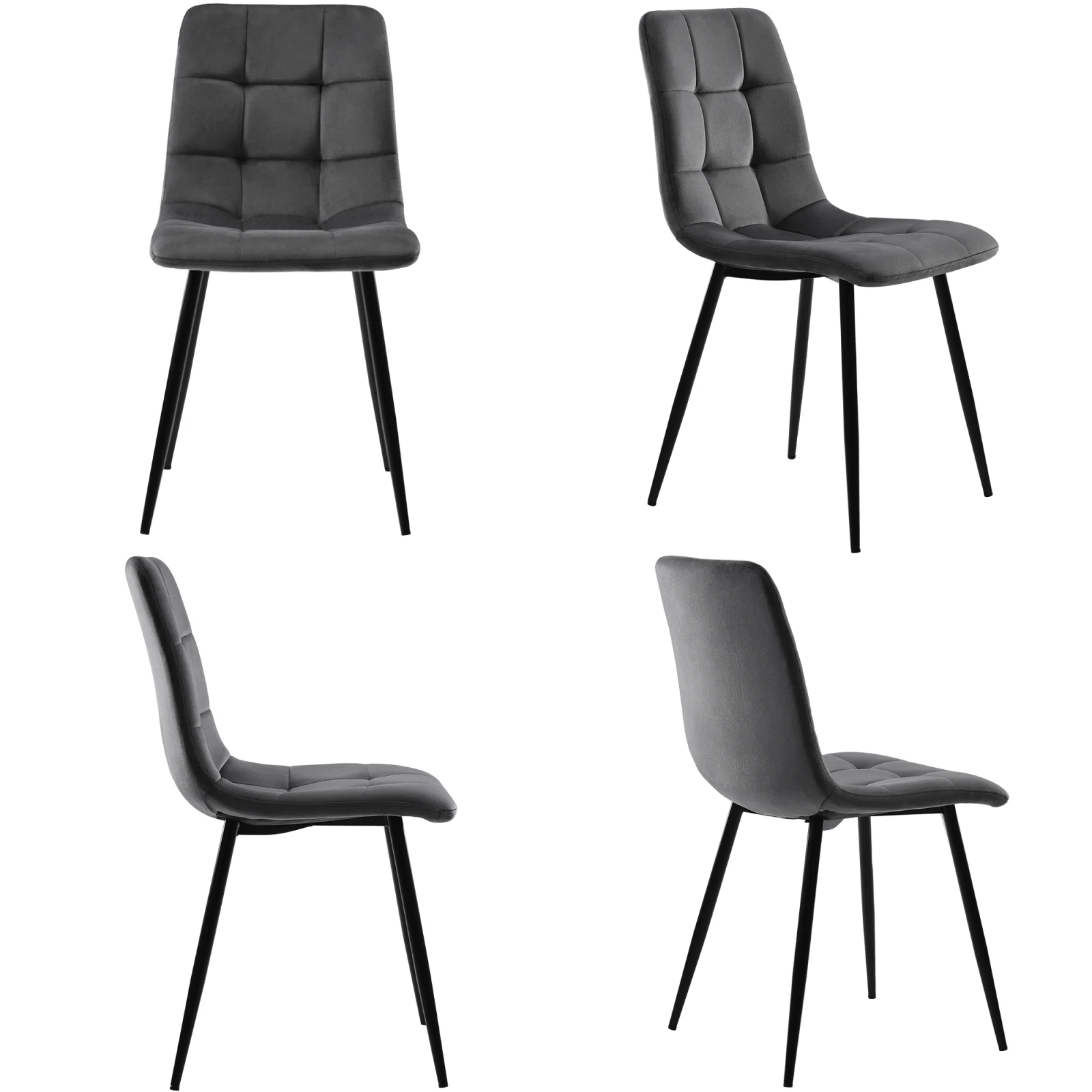 Rosahqnda Esszimmerstühle, Set of 4, gepolsterte Designer-Stühle mit Rückenlehne, Sitzfläche aus Velvet/Linen und Metallgestell – Detail 21
