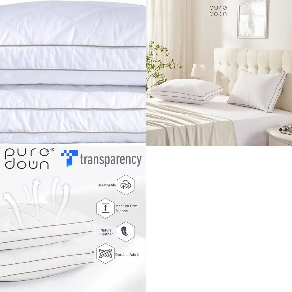 

Роскошные подушки из гусиного пуха, размер Queen, набор из 2 штук для комфортного сна как в отеле