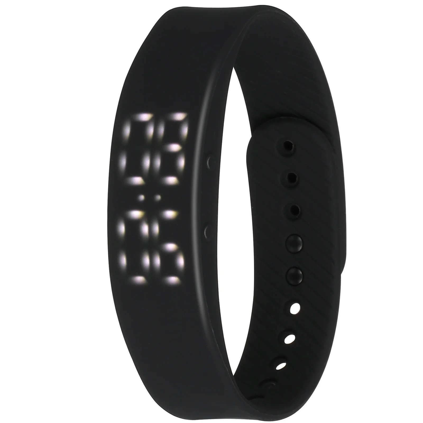 Black Silicone Sports Smart Watch Adjustable Strap LED Bracelet Fitness Step Calorie Distance Smart Watch