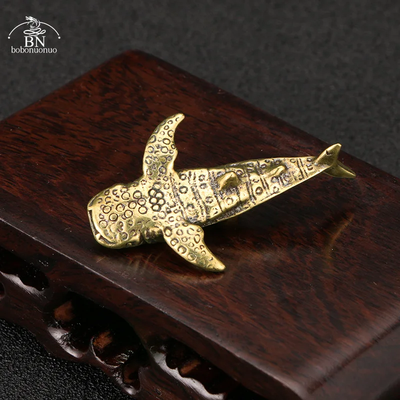 Sea Animal Shark Figurines Miniatures Retro Brass Office Desktop Crafts Ornament Gifts Home Decorations Living Room Accessories