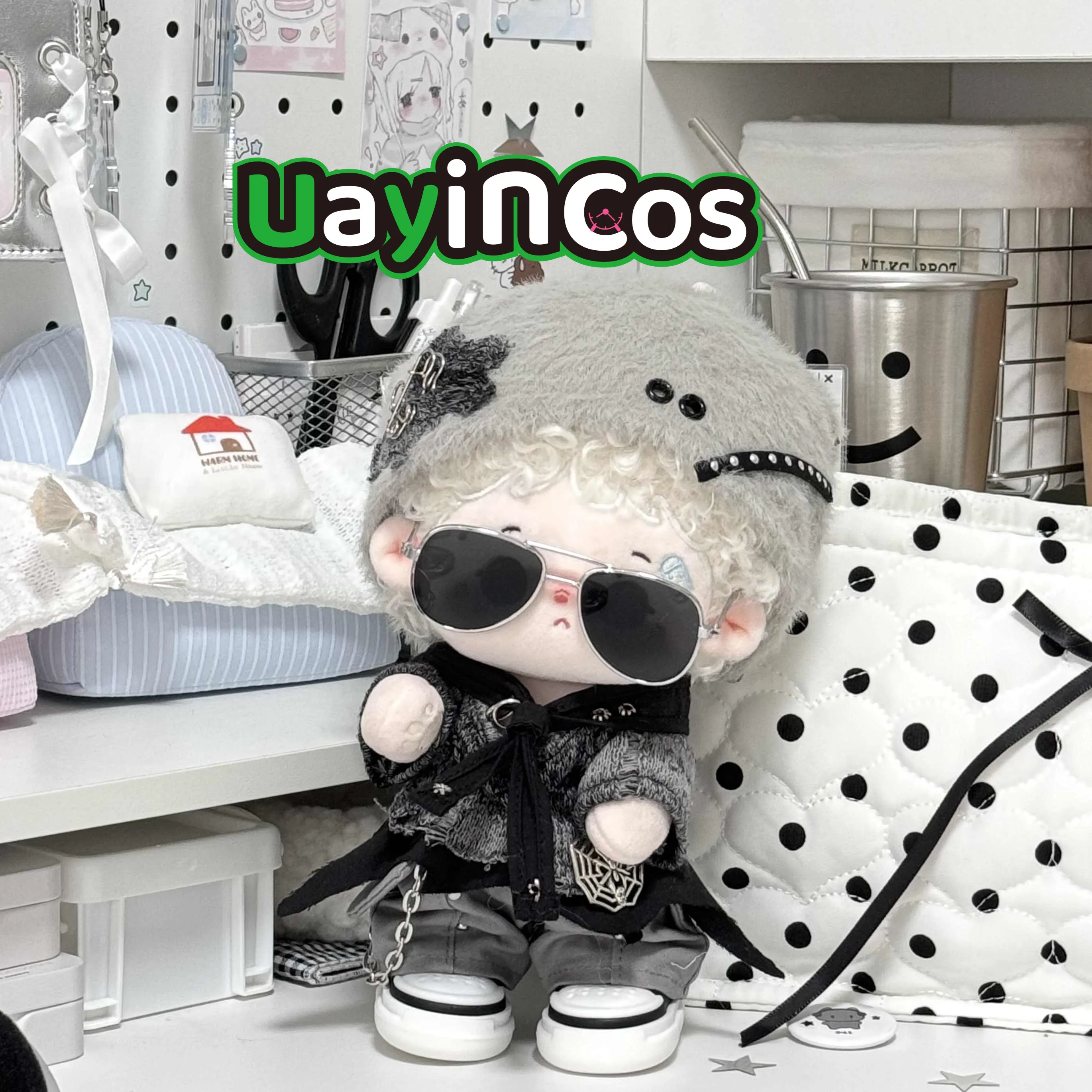 

20cm Doll Clothes Cement Forest Cool Guy Fashion Grey Costume Suit Stuffed Plushies Plush Doll Accessories Anime Toy For Kids G