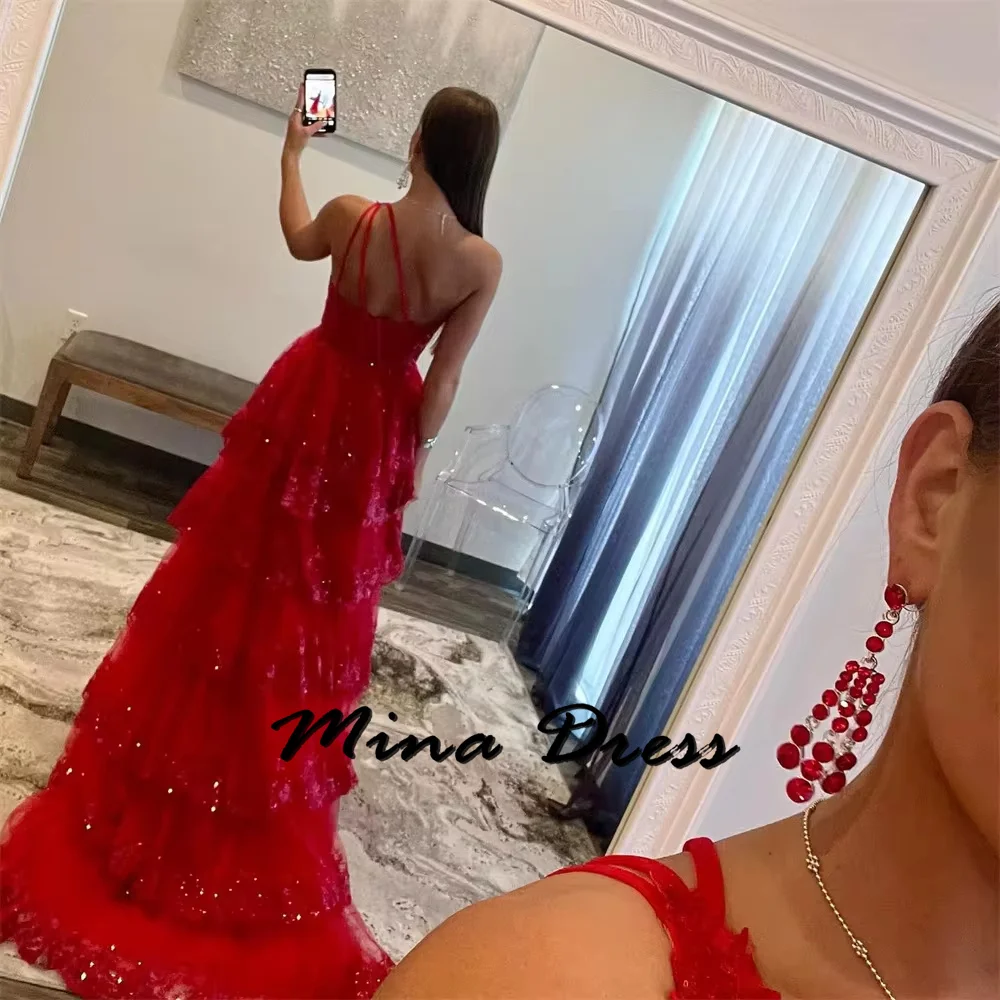 Mina Customized Shoulder Elegant Evening Dress Woman Stacked Slit Evening Dresses 2024 Luxury Dress for Weddings Sleeveless Prom