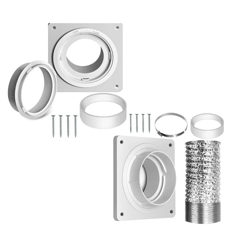 Dryer Vent Wall Plate With Hose(4 Inch 8 Feet),Twist Lock Dryer Vent Connector Kit,4 Inch Dryer Duct Connector Flange image 5