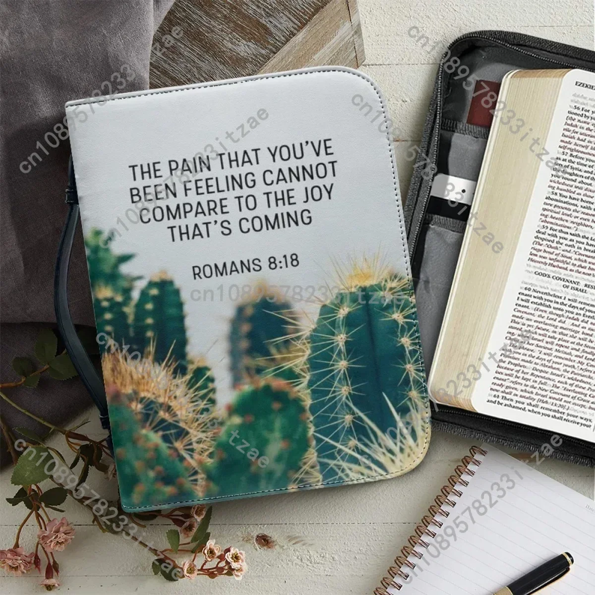 

Church Bible Bag for Women Christianity Bible Storage Bags New Bible Hymn Print Cover Case Ladies Zippered Handle Handbags