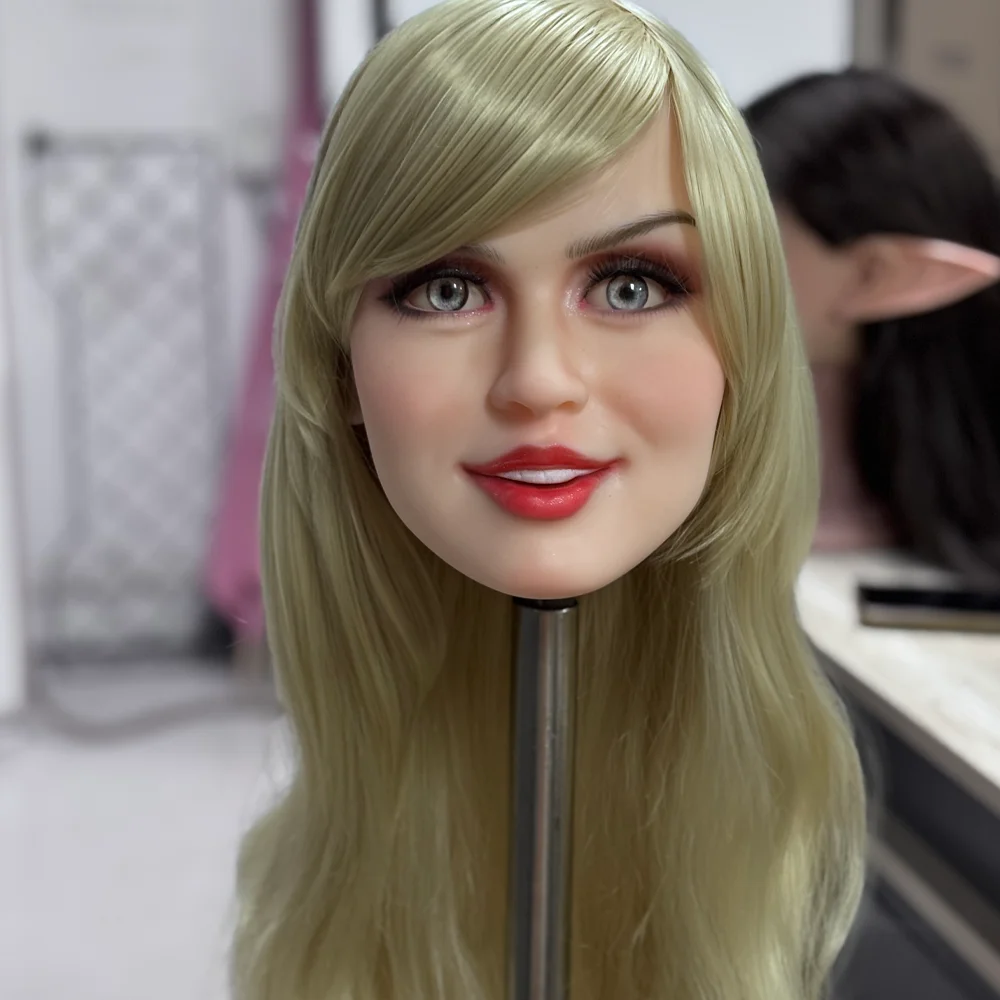 1:1 modelo de cabeza femenina de reducción, hecho de TPE, muñeca sexy, peluca reemplazable, compañía nocturna, textura suave