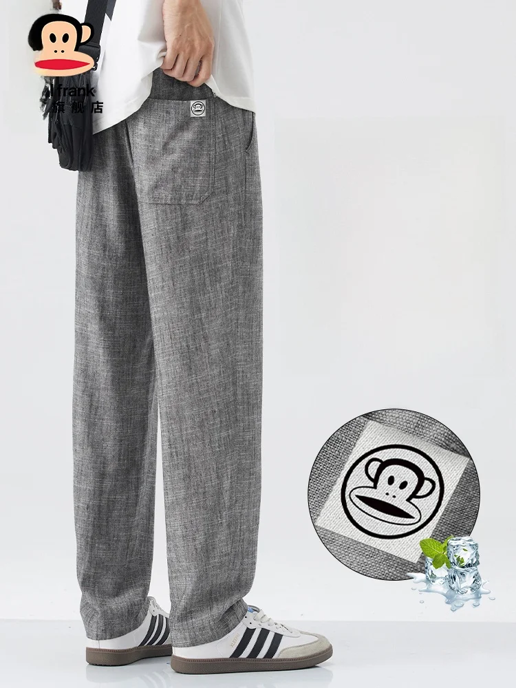 

Льняные повседневные брюки PaulFrank, свободные прямые спортивные мужские брюки, осенняя новинка, в японском ретро-стиле, дышащие