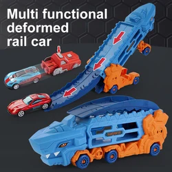 Shark Multi Track Deformation Catapult Truck Toy - Folding Toy Car, Alloy Car - Track Racing Car, Storage Container Toy