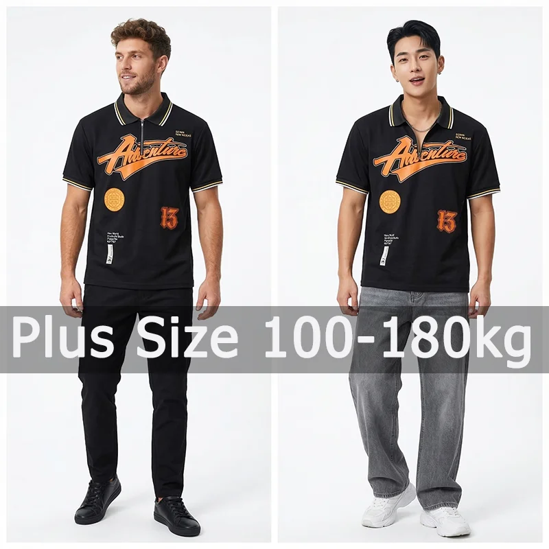 

Мужские поло больших размеров с принтом, футболки 5XL, 6XL, 7XL, для веса 110-175 кг, свободные летние поло с коротким рукавом, мужская одежда больших размеров