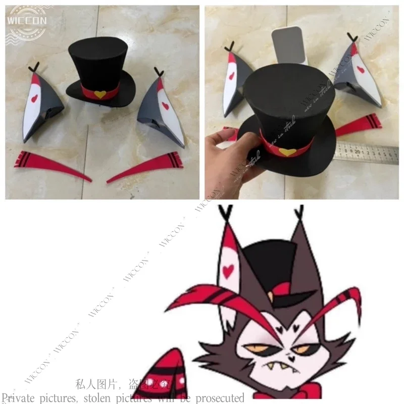 Husk Halloween Cosplay Costume Uniform Party Cosplay Costume Black Outfits With Hat Ears Eyebrows Prop Husk Hasbin Doll Set