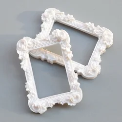 2pcs Miniature Art Home Decor Photo Frame Painting Crafts Picture Doll House Mini Accessories Rectangular White Resin Toy