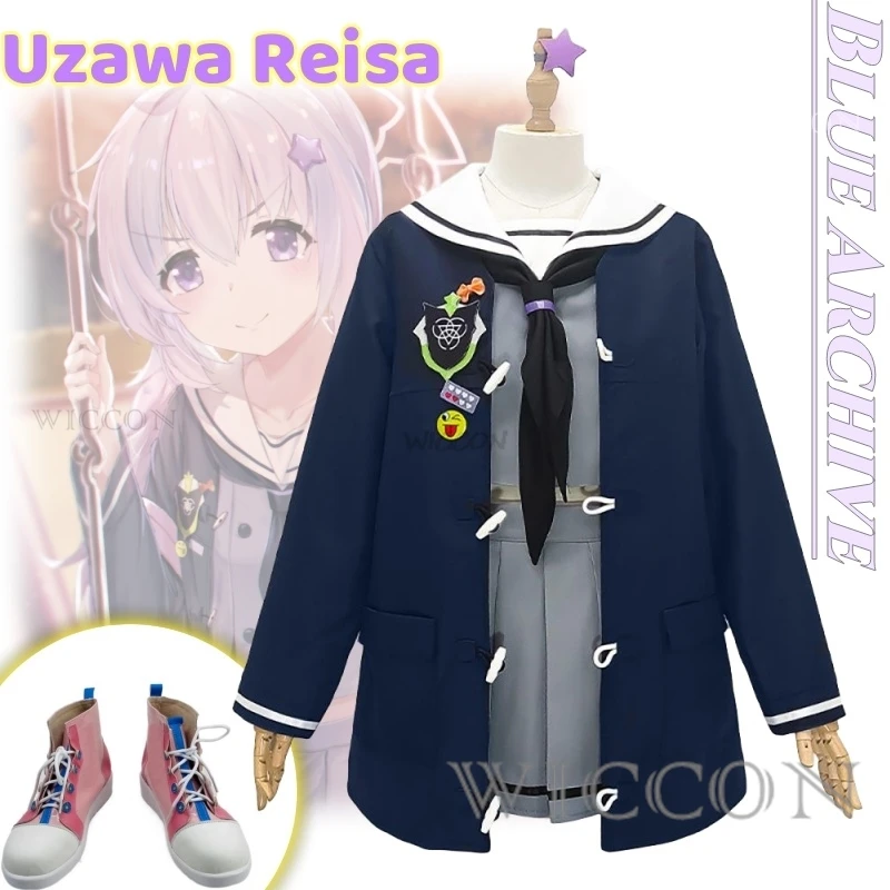 

Uzawa Reisa Anime Game Blue Archive Cosplay Costume Clothes Shoes Uniform Cosplay Uzawa Reisa School Uniform Halloween Party