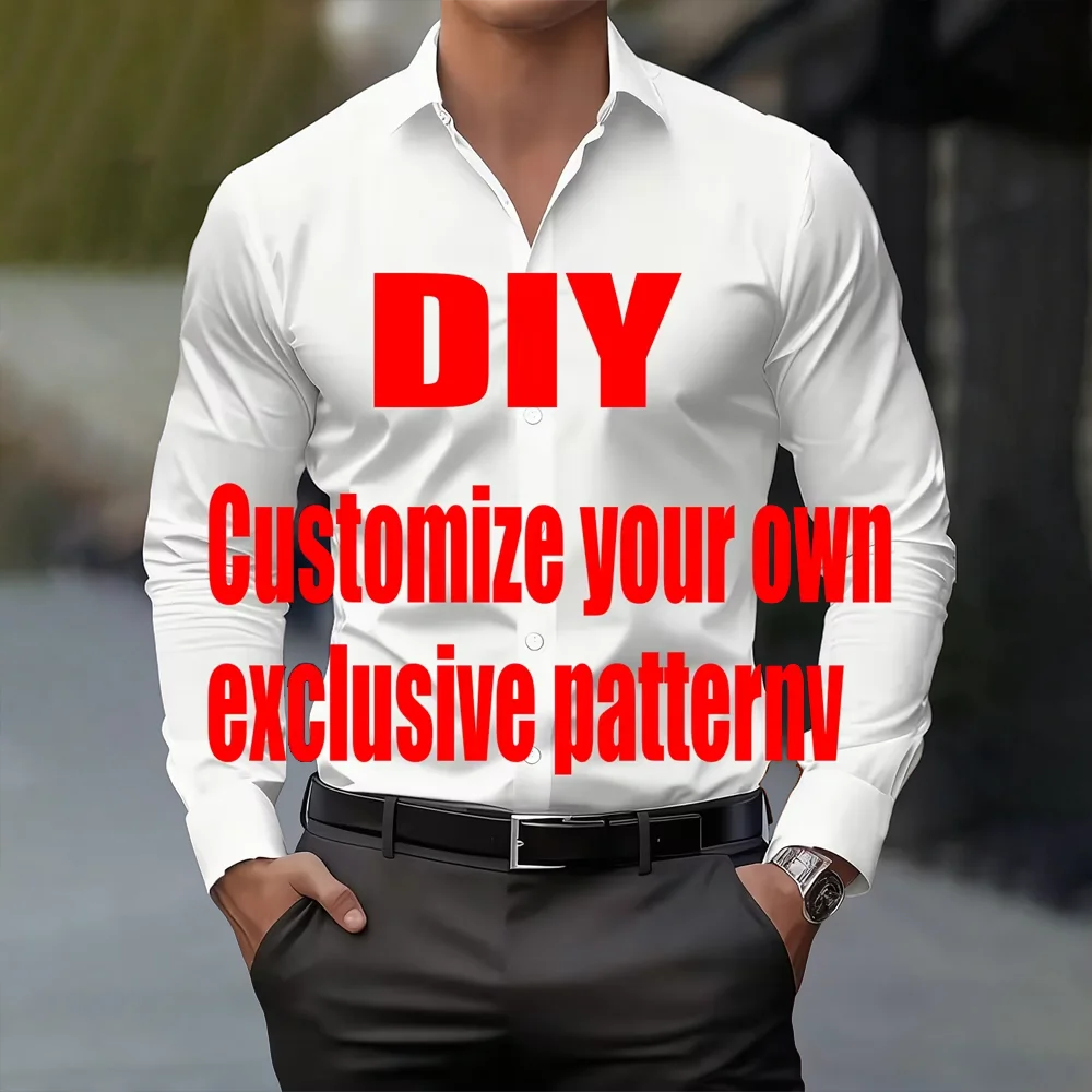 

Рубашка с длинными рукавами на заказ, повседневная и удобная рубашка своими руками на Рождество, Хэллоуин, подходит для подарков, высококачественные топы с лацканами