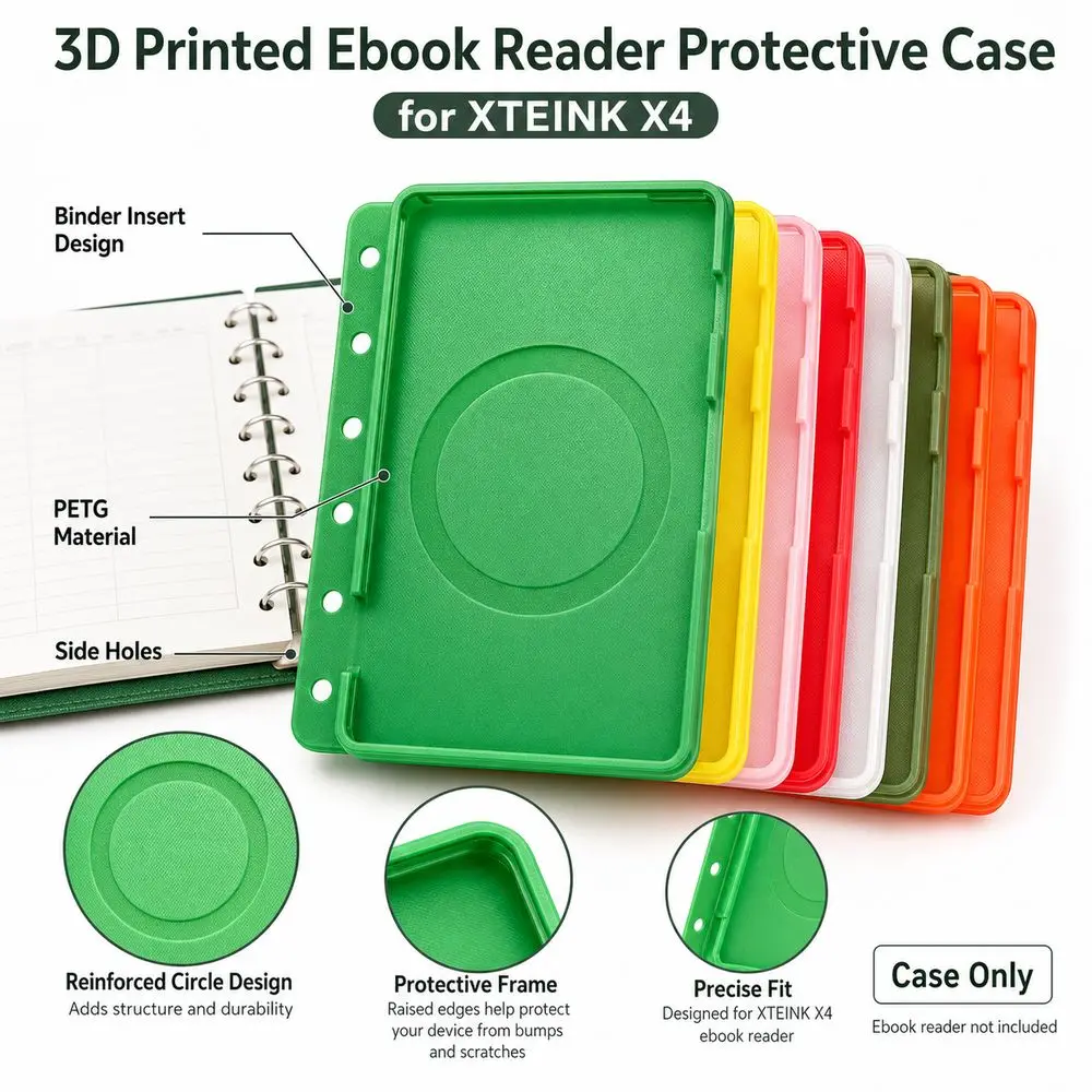 3D Printed Protective Case Anti-Drop Collision Hard Cover Magnetic Shell Case Magnetic Handbook Diary Case for XTEINK X4