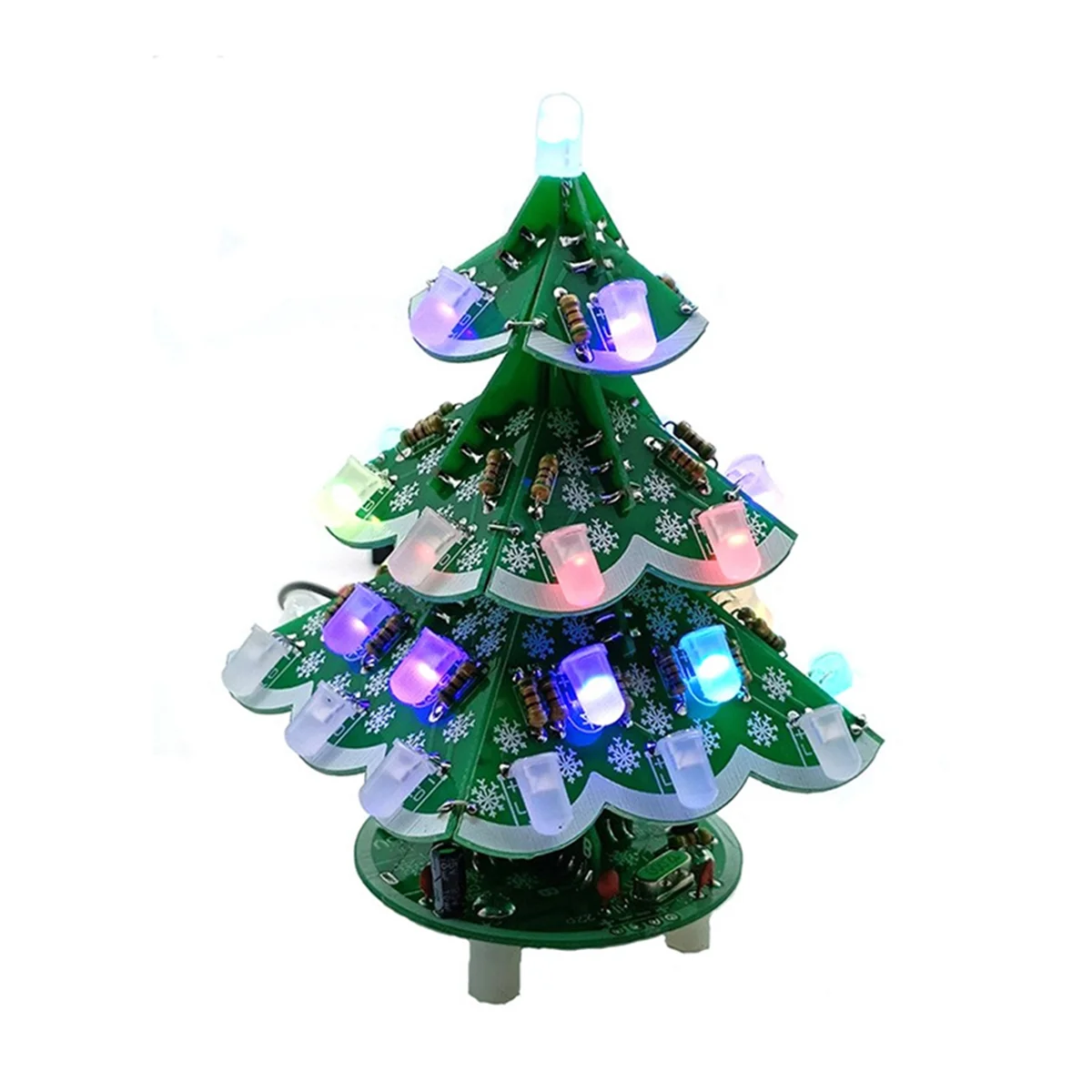 3D Stereo Christmas Tree LED DIY Kit Red/Green/Yellow LED Flash Circuit Kit for Electronics Soldering Practice Learning F