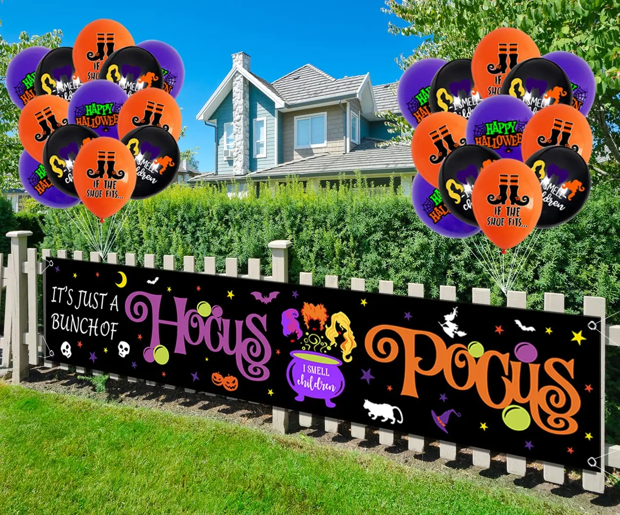 Hocus Pocus Banner It's Just A Bunch of Hocus Pocus Yard Sign Decoration Halloween Party Supplies Backdrop Photo Prop Background