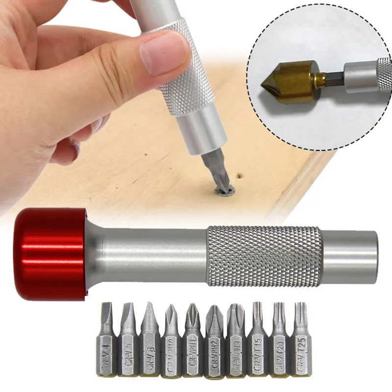 Aluminiowy czerwony kapelusz wzmocniony zestaw śrubokrętów uchwyt do toczonych wiercenia ręcznego narzędzia do naprawy urządzeń samochodowych i domowych