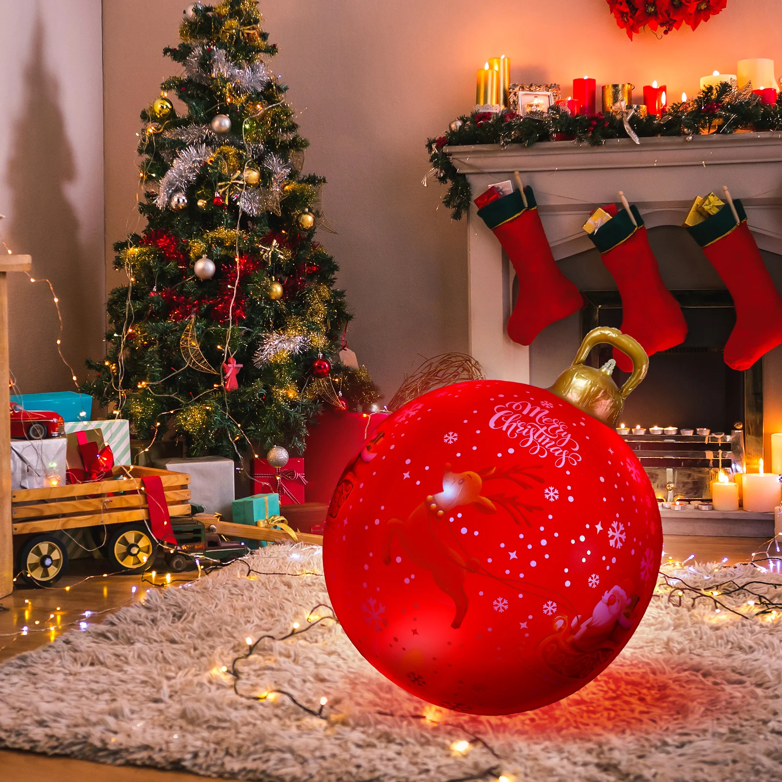

LED Glowing Ball Xmas Decorations Outdoor Lighted Tree Balls Inflatable Ornaments Remote Control