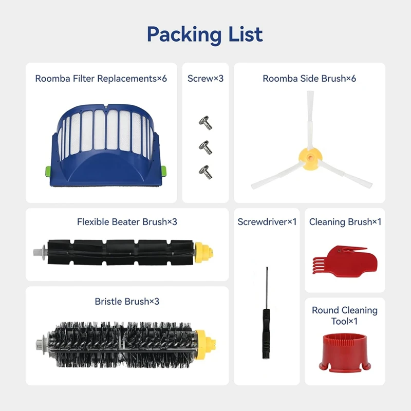 AB43-Kit de accesorios de repuesto para Irobot Roomba 600 Series 694 675 y 500 Series 595 585 564 Robot-filtro, Cepillo Lateral