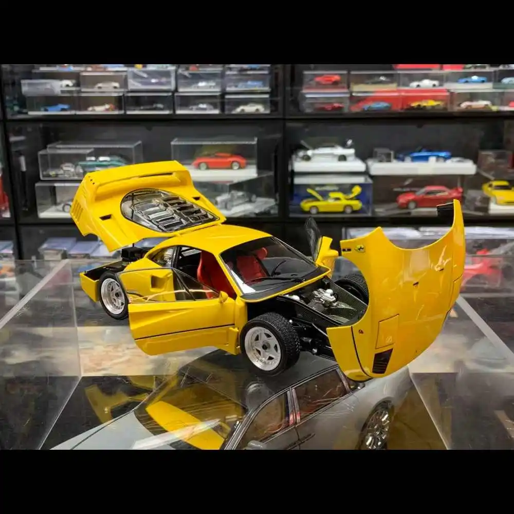 

Limited Edition Kyosho 1:18 Ferrari F40 08416Y Yellow Alloy Diecast Car Model 4 Open Doors High Detail Supercar Collectible Gift