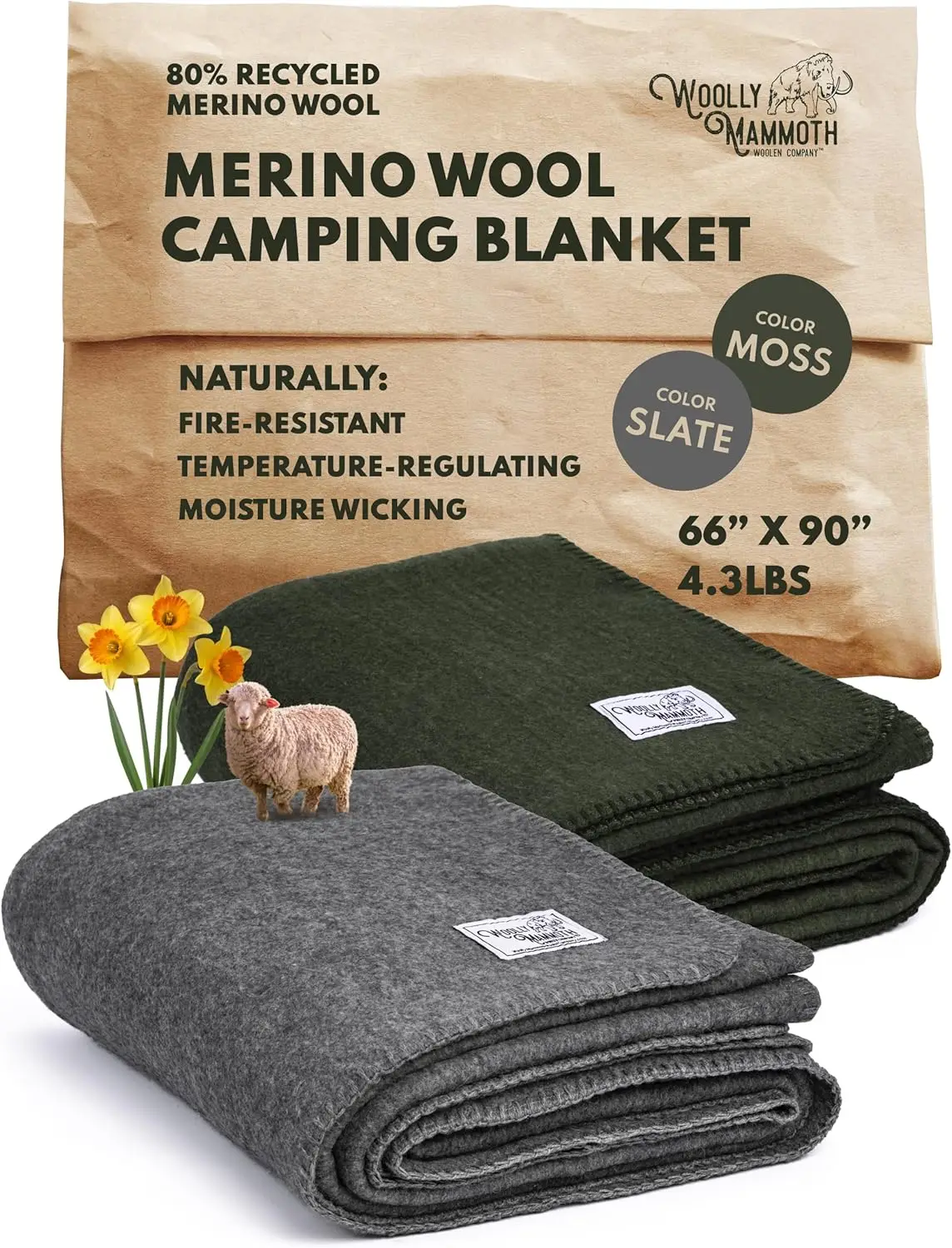 

Одеяла для кемпинга из 80% мериносовой шерсти (2 шт.) - мягкие, огнестойкие, терморегулирующие для зимнего кемпинга и аварийных наборов